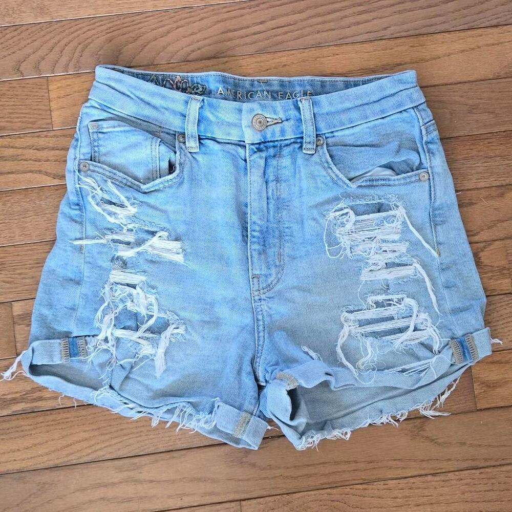 American eagle curvy mom short embroidered flower sz 6 jean shorts